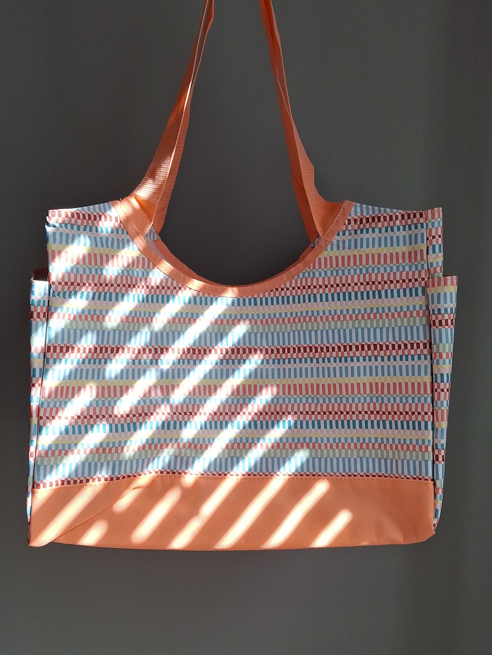 thirty-one Peach Trim Multicolor Striped Tote
